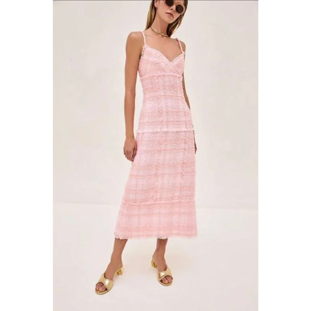 Alexis Vicci Pink Tweed Midi Dress L